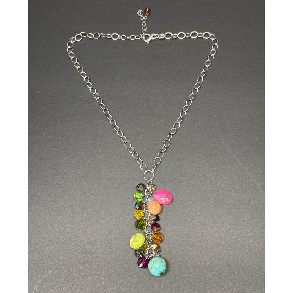 VTG‎ Emily Ray 925 Sterling Silver Turquoise Swarovski Crystal Pendant Necklace